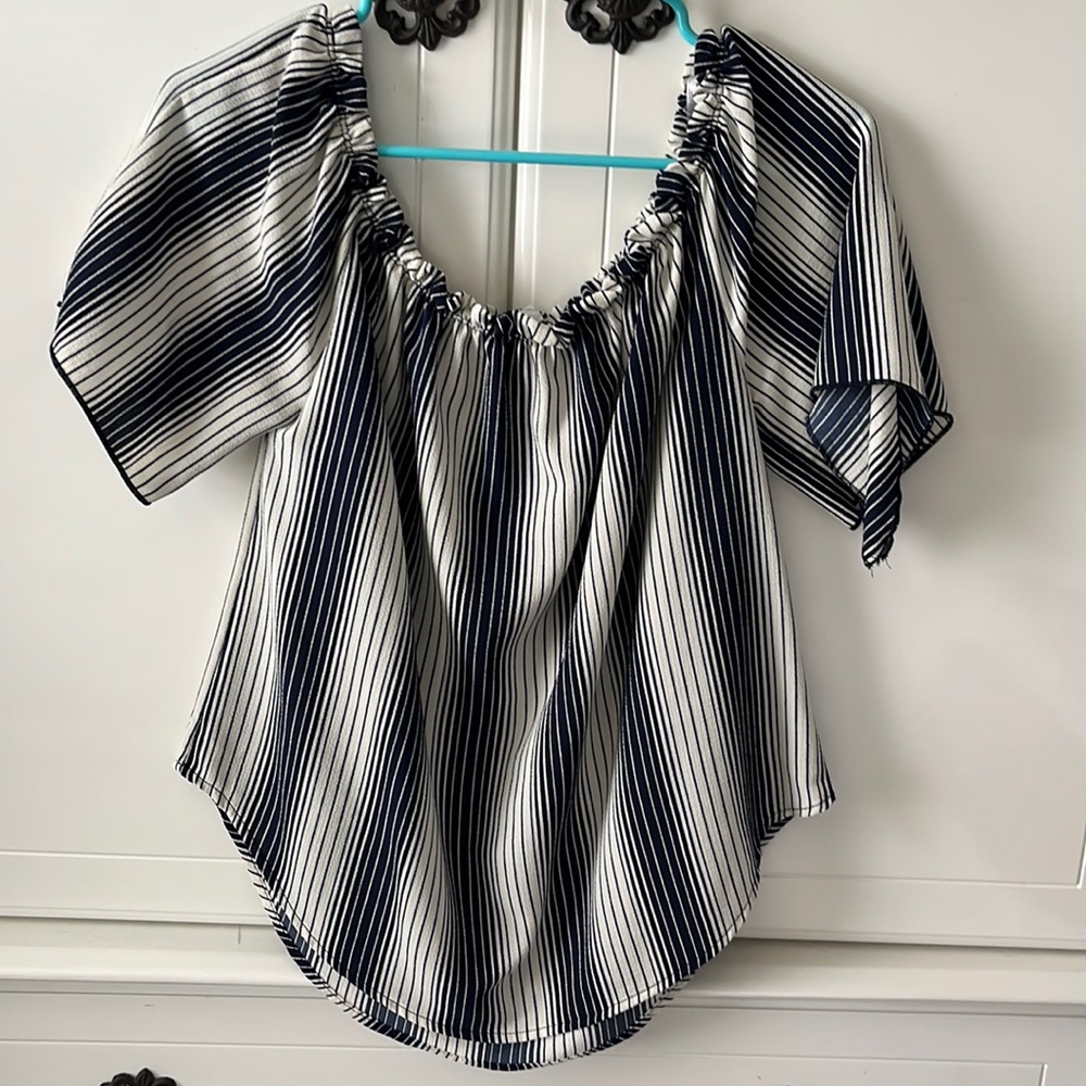 Off the shoulder striped blouse